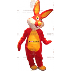 BIGGYMONKEY™ Maskottchenkostüm Rotes und gelbes Kaninchen mit