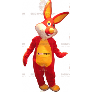 BIGGYMONKEY™ Mascot Costume Red and Yellow Rabbit with Colored