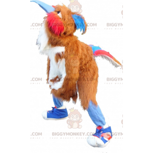 Bruin Wit Rood Blauw Vogel BIGGYMONKEY™ Mascottekostuum -