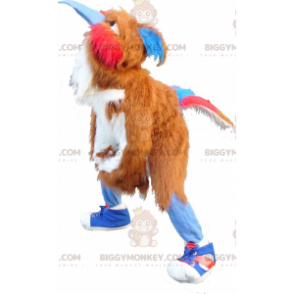 Disfraz de mascota BIGGYMONKEY™ de pájaro marrón, blanco, rojo y azul - Mascota del pájaro - BIGGYMONKEY_0764 - BiggyMonkey.com
