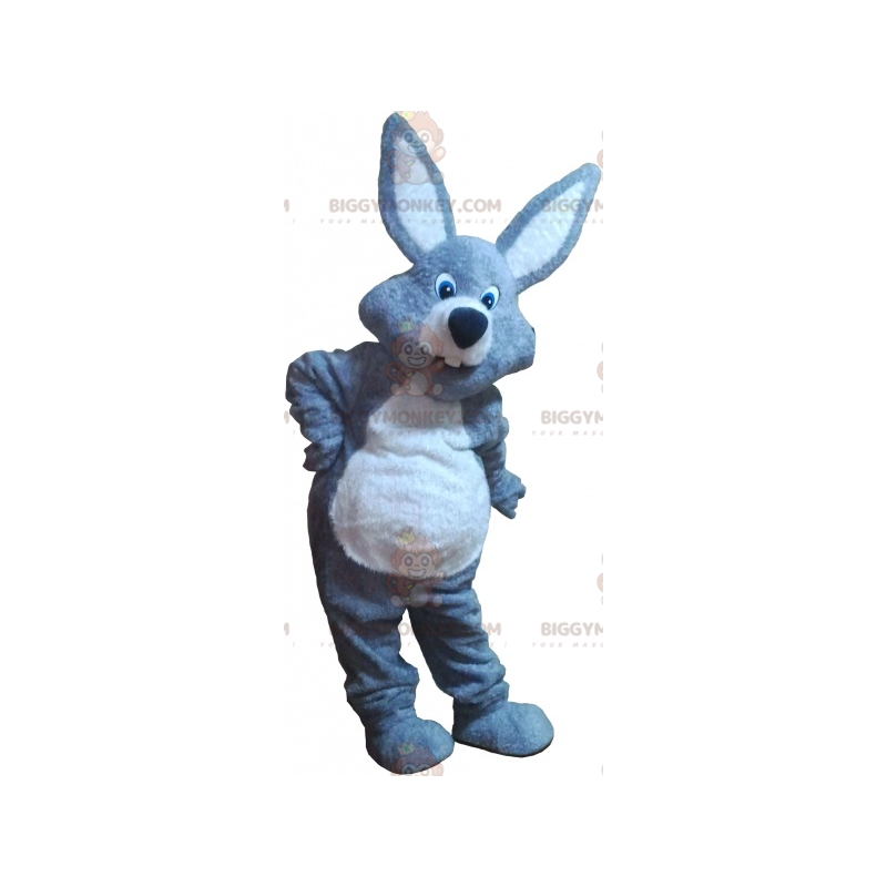 Disfraz de mascota de conejo gigante gris y blanco BIGGYMONKEY™ Disfraz de mascota de conejo gigante gris y blanco BIGGYMONKEY™