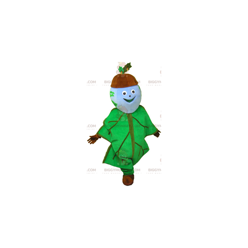 Costume da mascotte Ghianda BIGGYMONKEY™ vestito con foglie di Costume da mascotte Ghianda BIGGYMONKEY™ vestito con foglie di