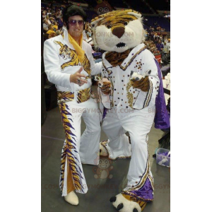 Tiger BIGGYMONKEY™ Mascot Costume Dressed As Elvis -