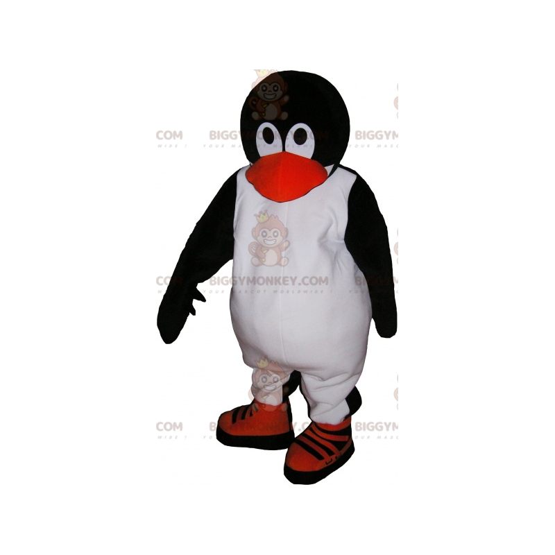 Bonito y entrañable disfraz de mascota de pingüino blanco y Bonito y entrañable disfraz de mascota de pingüino blanco y