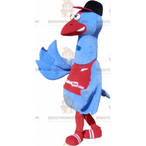  Costume da mascotte BIGGYMONKEY™ uccello marino gigante blu e rosso con cappuccio - Mascotte dell'uccello - BiggyMonkey.com