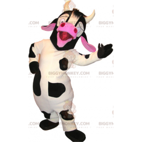 Costume de mascotte BIGGYMONKEY™ de vache blanche noire et rose