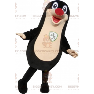 Traje de mascote BIGGYMONKEY™ roliço e engraçado selo preto com