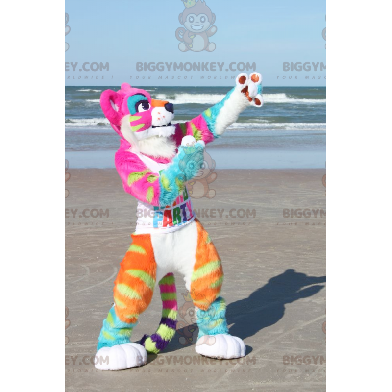 Costume de mascotte BIGGYMONKEY™ de tigresse de lionne rose Costume de mascotte BIGGYMONKEY™ de tigresse de lionne rose