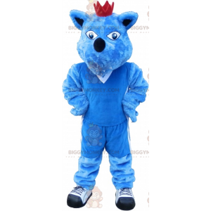 Costume de mascotte BIGGYMONKEY™ de chien bleu avec une