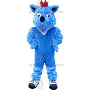 Kostým maskota BIGGYMONKEY™ modrý pes s korunkou. Kostým maskota Blue Animal BIGGYMONKEY™ - Maskoti psů - BiggyMonkey.com