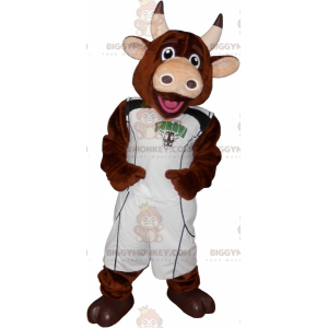 BIGGYMONKEY™ Brown Cow Mascot Costume With Basketball Outfit –