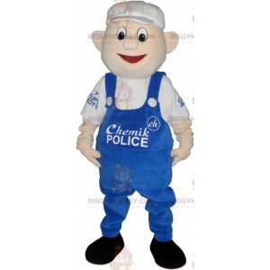 BIGGYMONKEY™ maskotkostume Snemand i overalls og flad kasket