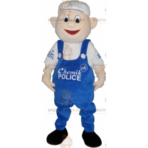 BIGGYMONKEY™ Snowman In Overalls And Flat Cap Mascot Costume -