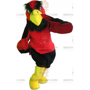 Kostým maskota BIGGYMONKEY™ Červený a žlutý Vulture s černými