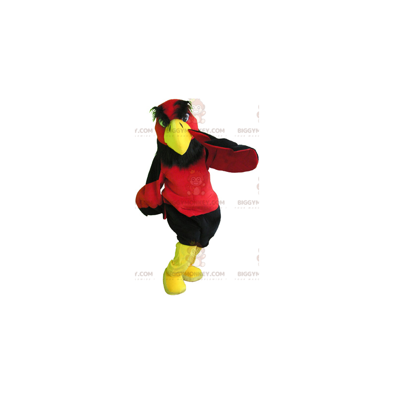 BIGGYMONKEY™ Costume da mascotte Avvoltoio rosso e giallo con BIGGYMONKEY™ Costume da mascotte Avvoltoio rosso e giallo con