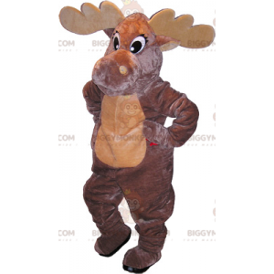 Highly Realistic Dark Brown Beige Moose BIGGYMONKEY™ Mascot