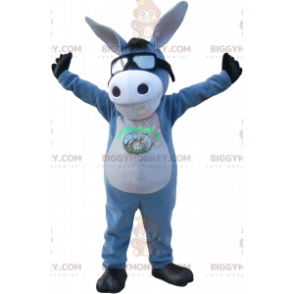 Traje de mascote BIGGYMONKEY™ de burro cinza e branco com um