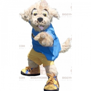 BiggyMonkey mascot: Beige dog mascot in yellow and blue outfit. Discover @biggymonkey_mascots #mascots - Link : https://bit.ly/3linbWk - BIGGYMONKEY_0784 #mascots #mascot #event #costume #biggymonkey #marketing #customized #and #dog #blue #yellow #costu... https://www.biggymonkey.com/en/dog-mascots/784-beige-dog-mascot-in-yellow-and-blue-outfit.html